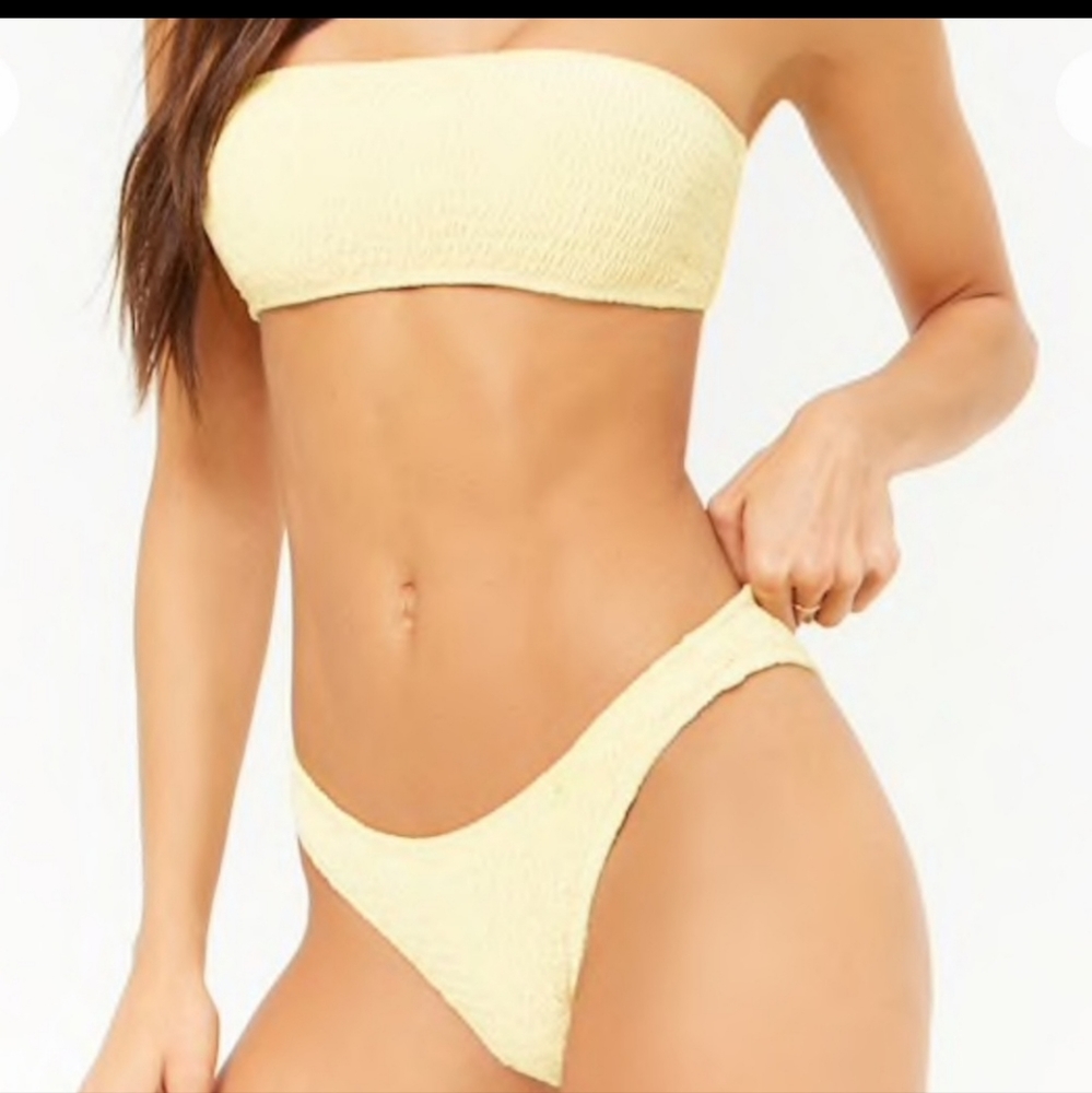 Yellow raffle bikini bottom and top size M